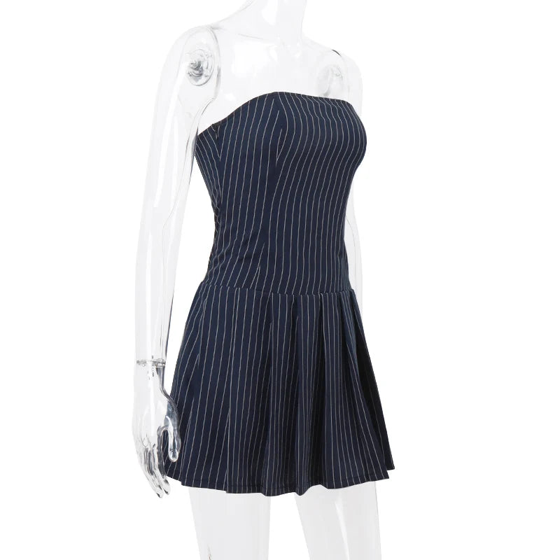 Sleeveless Pleated Mini Dress A-line High Streetwear