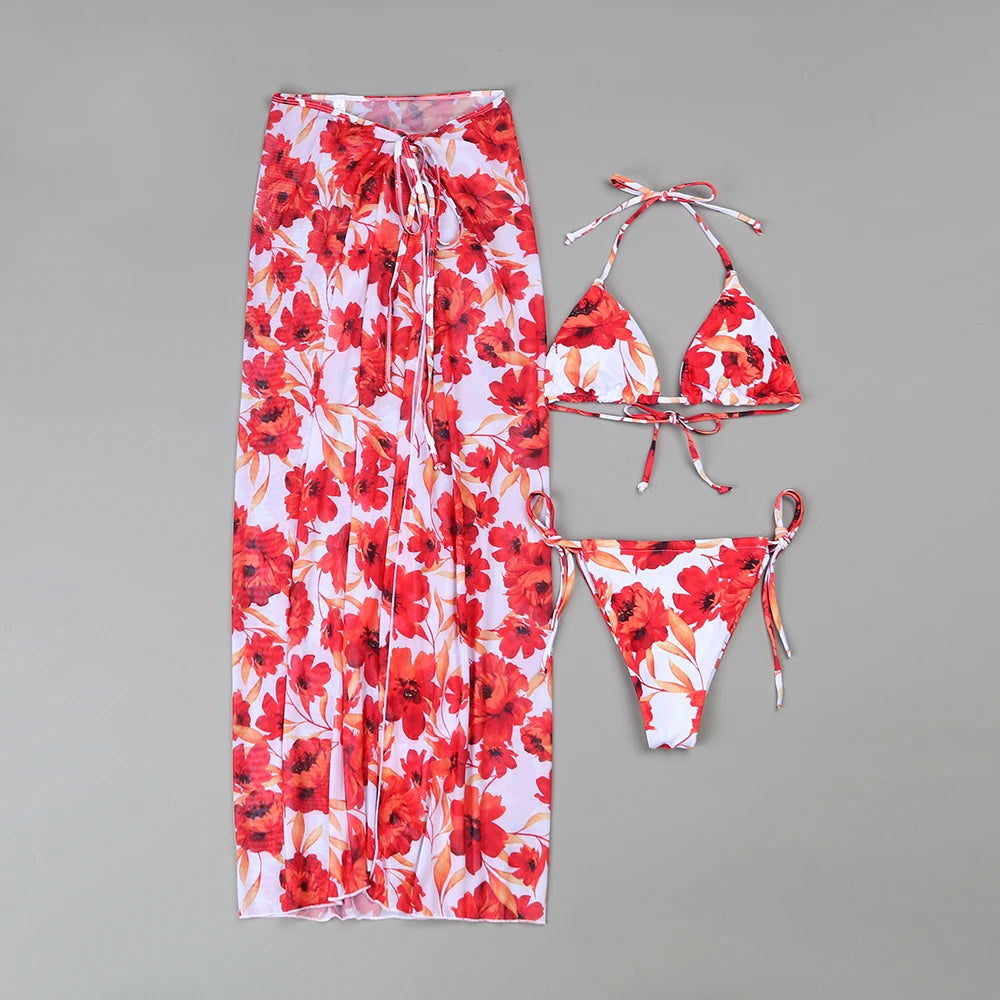 Floral Bikini Set | Bikini Set with Cover up | Saint K Shop