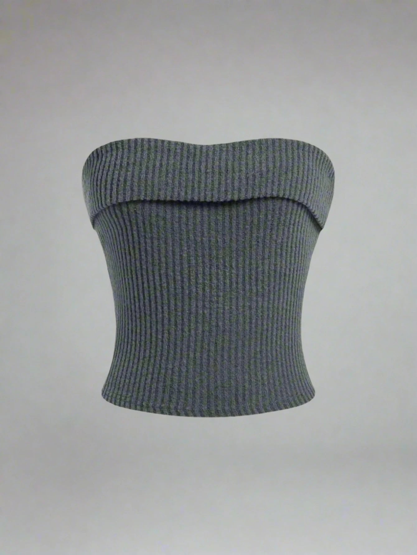 Strapless rib-knit tank tee with slim fit, ideal for casual and streetwear outfits.